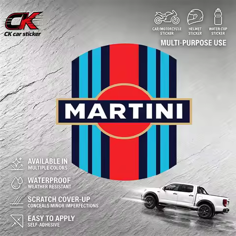 Waterproof Reflective Scratch Covering Martini Racing Stripes Decal Vinyl Sticker for Car Motorcycle
