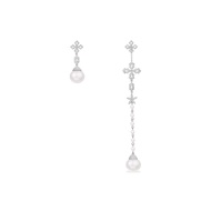 APM Monaco asymmetrical pearl cross earrings women's light luxury long earrings design earrings