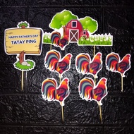 FATHER PAPA DADDY SABONG MANOK PANABONG PERSONALIZED CAKE TOPPER SET