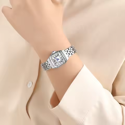 YASHIDUN Women Watch Square Small Clock Elegant Watch Small Size Quartz Watch Stainless Steel Waterp