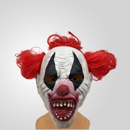 Topeng Badut Prop Rambut Merah Kostum Persembahan Halloween Seram Pesta Tudung Lateks Menakutkan