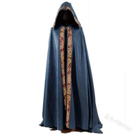 Medieval Women Men Vintage Gothic Hooded Cloak Coat Halloween Vampire Devil Wizard Cape Viking Robe 