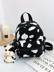 Mini mochila ligera con estampado de vaca para decoración de muñecas, mochila clásica para graduados, adolescentes, estudiantes de primer año, estudiantes de segundo año, junior y senior en la universidad, universidad y escuela secundaria, perfecta para exteriores, viajes y regreso a la escuela.