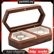 Wooden Ring Box 2 Slots Ring Holder Box Travel Ring Earrings Jewelry Storage Daily Organizer Engagem