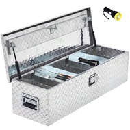 30 Inch Truck Bed Tool Box Heavy Duty Aluminum With Sliding Shelf, Diamond Plate ToolBox For Pick Up