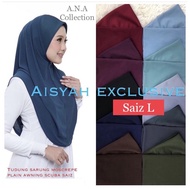 [L] TUDUNG SARUNG MOSSCREPE AISYAH EXCLUSIVE