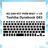 Skin set of Toshiba Dynabook G83, D83, VC72/H key button stickers, Japanese key Layout -> US, intern