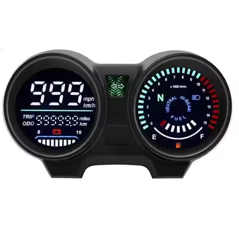 Motorcycle Speedometer LED Digital Dashboard RPM Speed Fuel Level Volt Meter For Brazil TITAN 150 CG