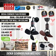 DEKA MS16DC DESIGNER CORNER FAN 16" 14 SPEEDS (MATT BLACK / WALNUT KAYU) Kipas Siling | Kipas Dindin