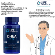 LIFE EXTENSION สำหรับความสมดุลของฮอร์โมนมวลกล้ามเนื้อและการทํางานทางเพศ DHEA 25 มก. 100 แคปซูล