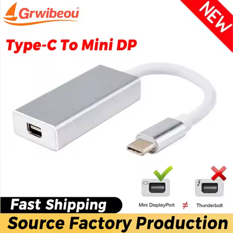 Grwibeou 4K Type C To Mini Display Port Adapter USB C To Mini DP Cable Plug and Play USB-C TO Mini D