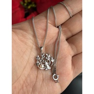 Necklace set with pendant (removable) made of 925 silver engraved with silver, 42 cm long chain, 23 