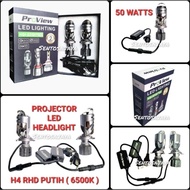 LED PROJECTOR LIGHTING HEADLIGHT P21 H4 RHD 6500K (WHITE)