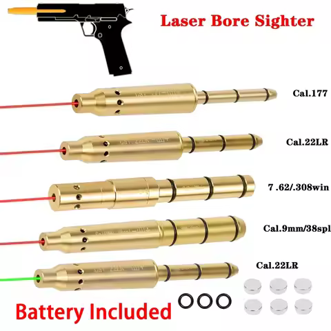 Red Green Laser Bore sight Training 9mm 7.62 .38spl .177 22LR 22 LR Bullet Boresighter Caliber Hunti