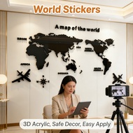 World Map Sticker 3D Crystal Acrylic Office Decor World Map Wall Sticker