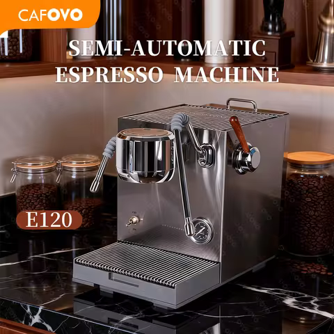 CAFOVO E120 Semi-automatic Coffee Machine ULKA Pump 9Bar OPV System Three Boiler with OLED Display f