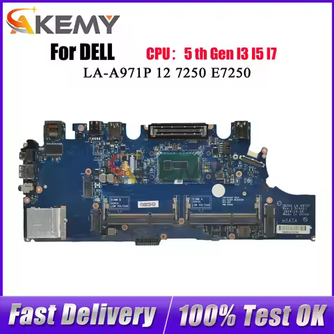 For DELL Latitude E7250 7250 Laptop Motherboard LA-A971P with i5 i7 CPU CN-0TPHC4 0G9CNK 02PVP8 100%