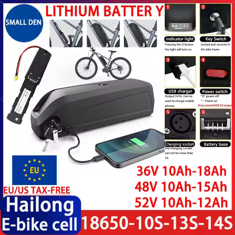 New 36V 48V 52V 10AH 12AH 15AH 18AH Hailong Battery 18650 BMS: 30A1500W high-power electric two whee