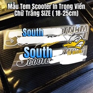 Scooter Team Letter Pattern Sticker Printed Uv In White Border Size 18cm And 25cm Suitable For Stick