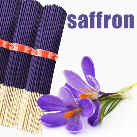 Wholesale 8.66-Inch Saffron Incense Sticks, Made of Natural Incense Powder, Purple Saffron Scent, Es