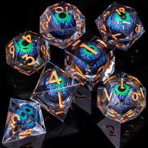 Dragon's eye resin dice,7PCS Liquid Core Dice Set, Sharp Egde polyhedral d and d dice