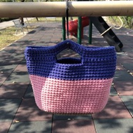 拼色編織手提袋
