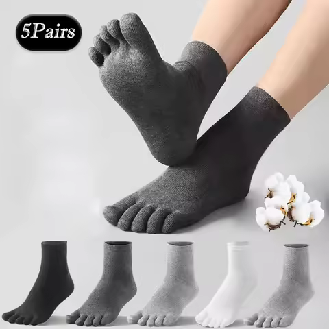 5Pairs Solid Superior Cotton Men Socks Five Fingers Sweat-absorbed Sock Seamelss Breathable Sock Spl