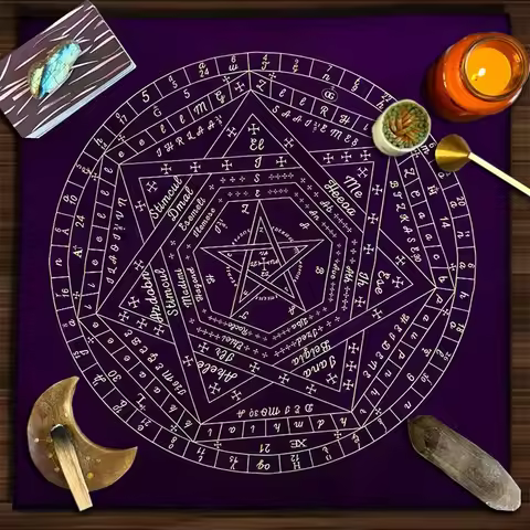 Tarot Card Tablecloth Sigillum Dei Aemeth Wheel of the Zodiac Astrology Chart Altar Cloth Tarot Spre
