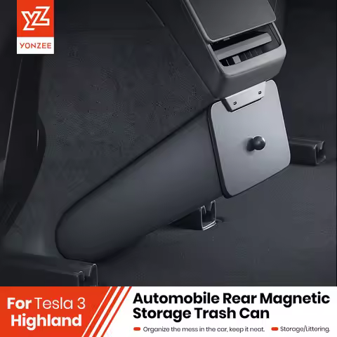YZ Rear Seat Trash Can For Tesla Model 3 Y Highland Juniper Rear Interior Storage Box Magnetic garba