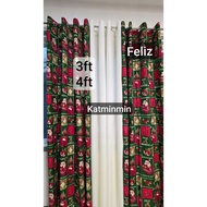3ft 4ft Christmas feliz design 3in1 and per pc ring curtain cretona cotton 5ft 6ft standard 7ft 8ft