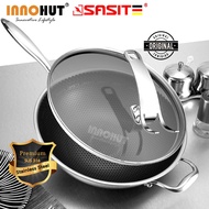 SUS 316 Stainless Steel Non-Stick Nano Honeycomb Web Long Handle Frying Wok
