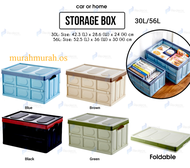 READY STOCK 30L / 56L Collapsible Foldable Storage Bin Stackable Container Car Indoor Portable Tempa