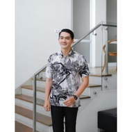 KEMEJA HITAM Men's Batik Shirt Black Sweet Latest Motif Casual Men's Shirt For Invitations Can Pay On The Spot