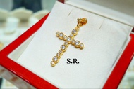 S.R. จี้ทอง จี้ไม้กางเขน เม็ดละ 0.06 กะรัตน้ำ 100 ขาววสวยไฟดีน้ำ พร้อมใบรับรองสินค้าเคลือบทองคำแท้ 1