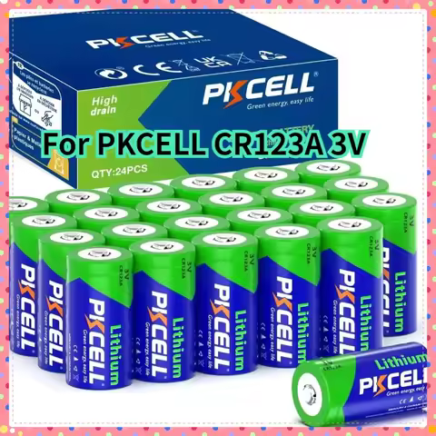 24PCS For PKCELL CR123A Battery 3V 123 Lithium Batteries CR17345 EL123AP V123 KL123LA CR123R DL123A 
