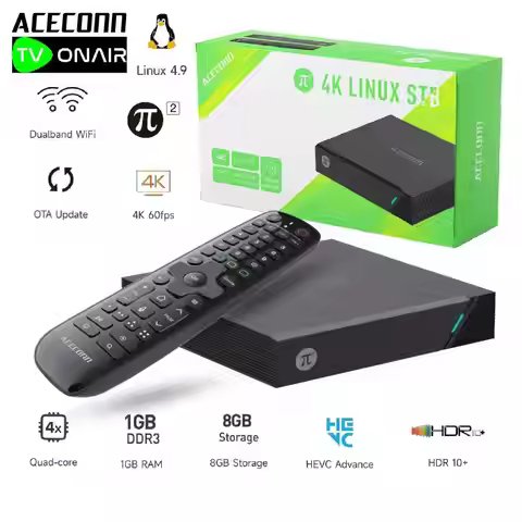 4K Linux TV Box Pi2 ACECONN TVPlus Streaming Set-top Box TVONAIR Player 1GB+8GB IPTV Abonment Box