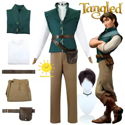 BEAST KINGDOM Flynn Rider Cosplay Costumes Tangled Cosplay Green Vest Suits Packet Flynn Rider Hallo