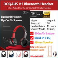 DOQAUS V1 Hi-Res Audio Build-in Equalizer 40mm Large Driver Deep Bass Foldable Bluetooth 5.0 Wireles