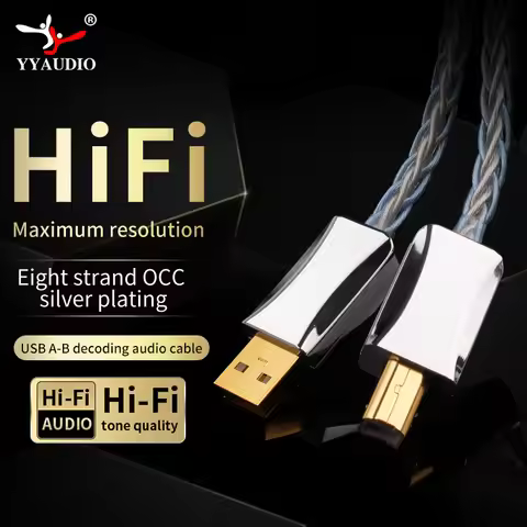 HiFi Audio OTG Decoder DAC Data Line OCC Silver Plated USB A-B Type C To Type B Lightning Digital Ca