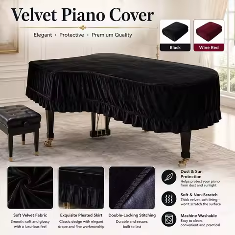 Golden Velvet Piano Cover Grand Piano Keyboard Dustproof Cover Full Piano Cover Dustproof Protective