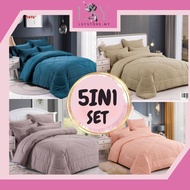 CADAR HOTEL HIGH QUALITY 100% COTTON SINGLE/SUPERSINGLE  5IN1 SET COMFORTER DESIGN JALUR
