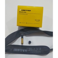 United Innova Inner tube 16 x 1 3/8 AV 48 mm motorcycle valve rim length 16+ 349 folding bike