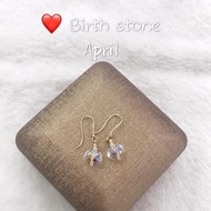 white crystal 10k gold earring