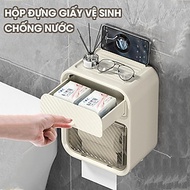 Hộp Đựng Giấy Vệ Sinh 2 tầng kệ để diện thoại dán tường chống nước Kệ treo tường đa năng, Kệ nhà tắm