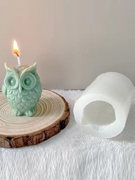 1入組3D貓頭鷹形狀矽膠模具適用於DIY製作蠟燭,裝飾品,香氛石頭,樹脂工藝
