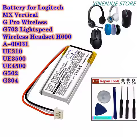 CS Battery 180mAh for Logitech UE310,UE3500,UE4500,G Pro Wireless,G502,G304,MX Vertical,G703 Lightsp