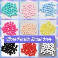 Mote plastik bulat ukuran 8 mm manik manik warna warni mute bulat