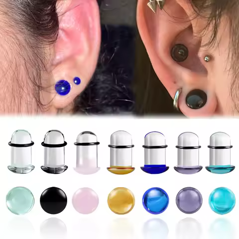 vanku 2PCS Popular Hypoallergenic Pyrex Glass Stretching Kits Ear Gauges Plugs Comfy Expander Stretc
