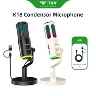 TNW K18 Gaming Microphone Condenser Microphone Noise Cancelling 2-in-1 Cable for PC Phone Tablet