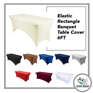 ACEVE DREAM READY STOCK 6 FT Full Elastic Banquet Table Cloth Cover Color Skirt Event Hotel Kain Sar